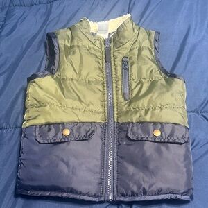 Kids Olive and Black Puffer Vest